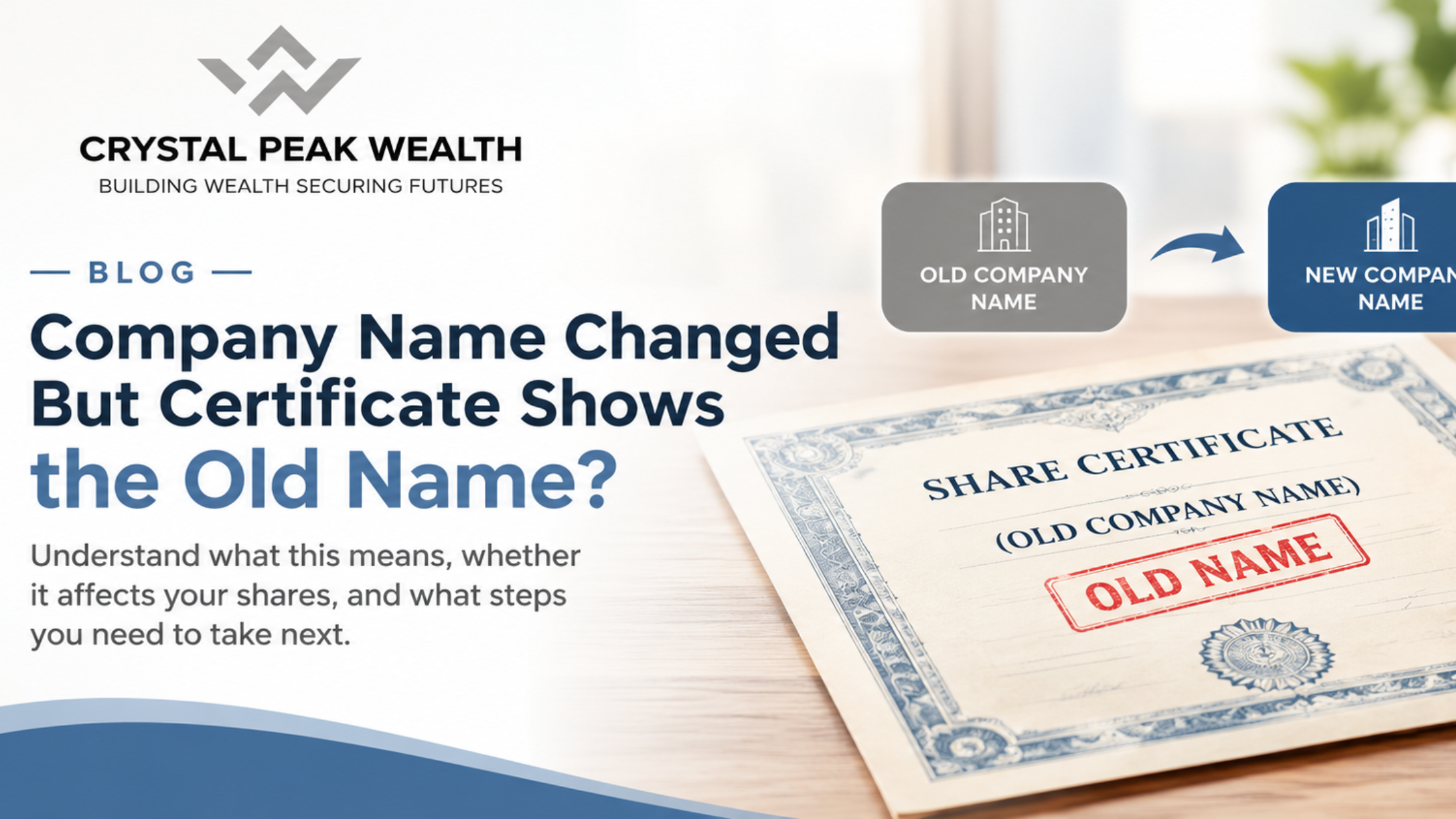 company name changed on share certificate