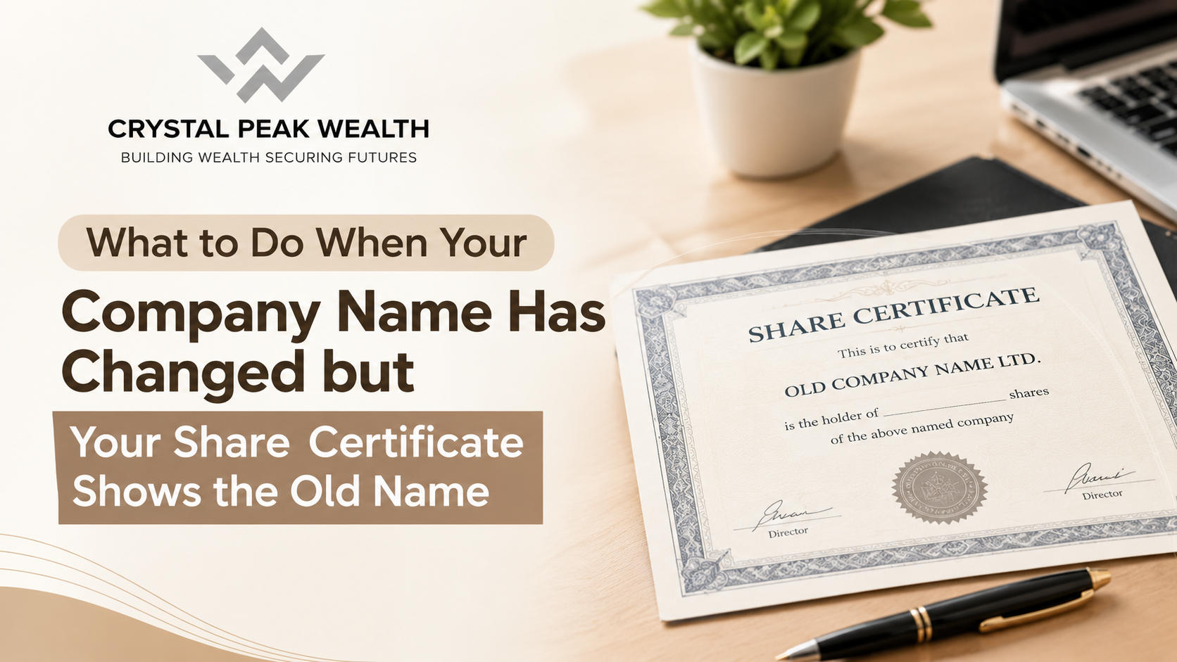 company name changed on share certificate
